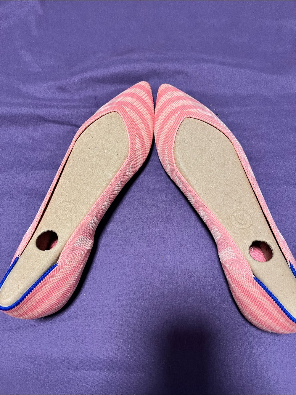 Rothy's Pink Striped Pointed-Toe Flats, brand new never worn!